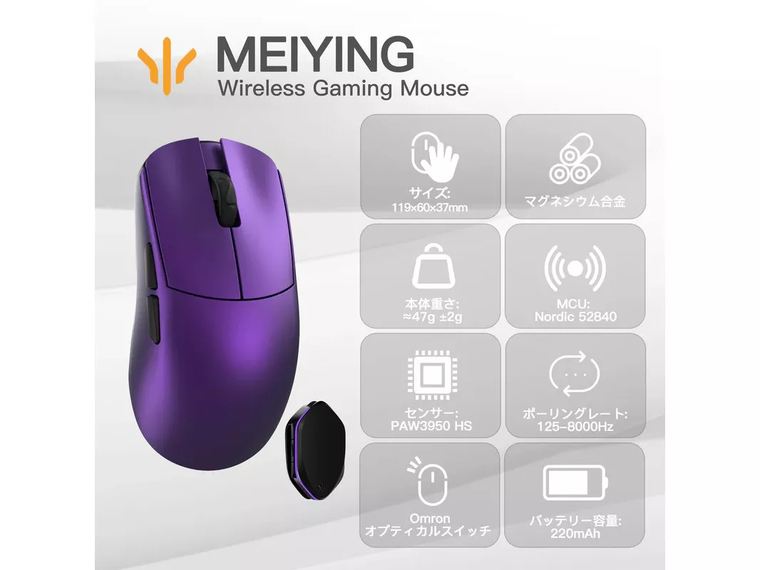 WLMOUSE 鎂影 - Meiying - Purple Meiying - 製品詳細 | パソコンSHOP