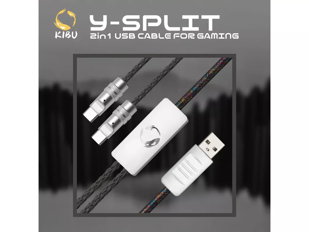 KIBU Gear Y-SPLIT 2in1 USB CABLE -For Gaming- Obsidian Black