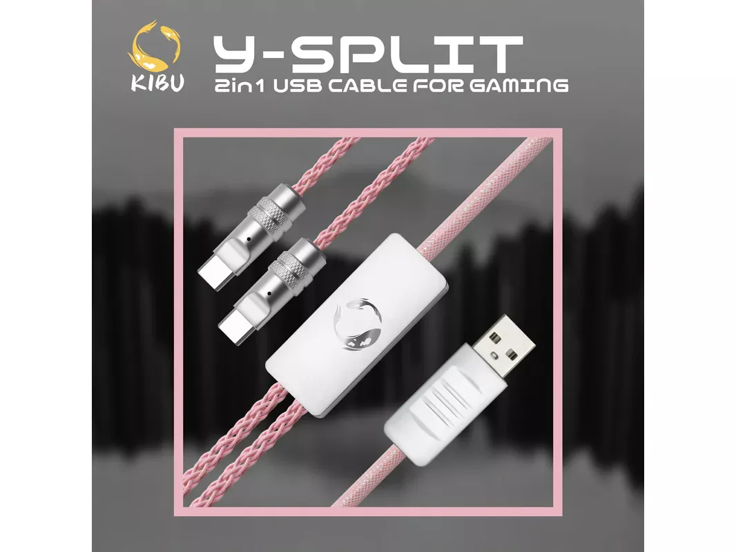 KIBU Gear Y-SPLIT 2in1 USB CABLE -For Gaming- Neon Pink - 製品詳細