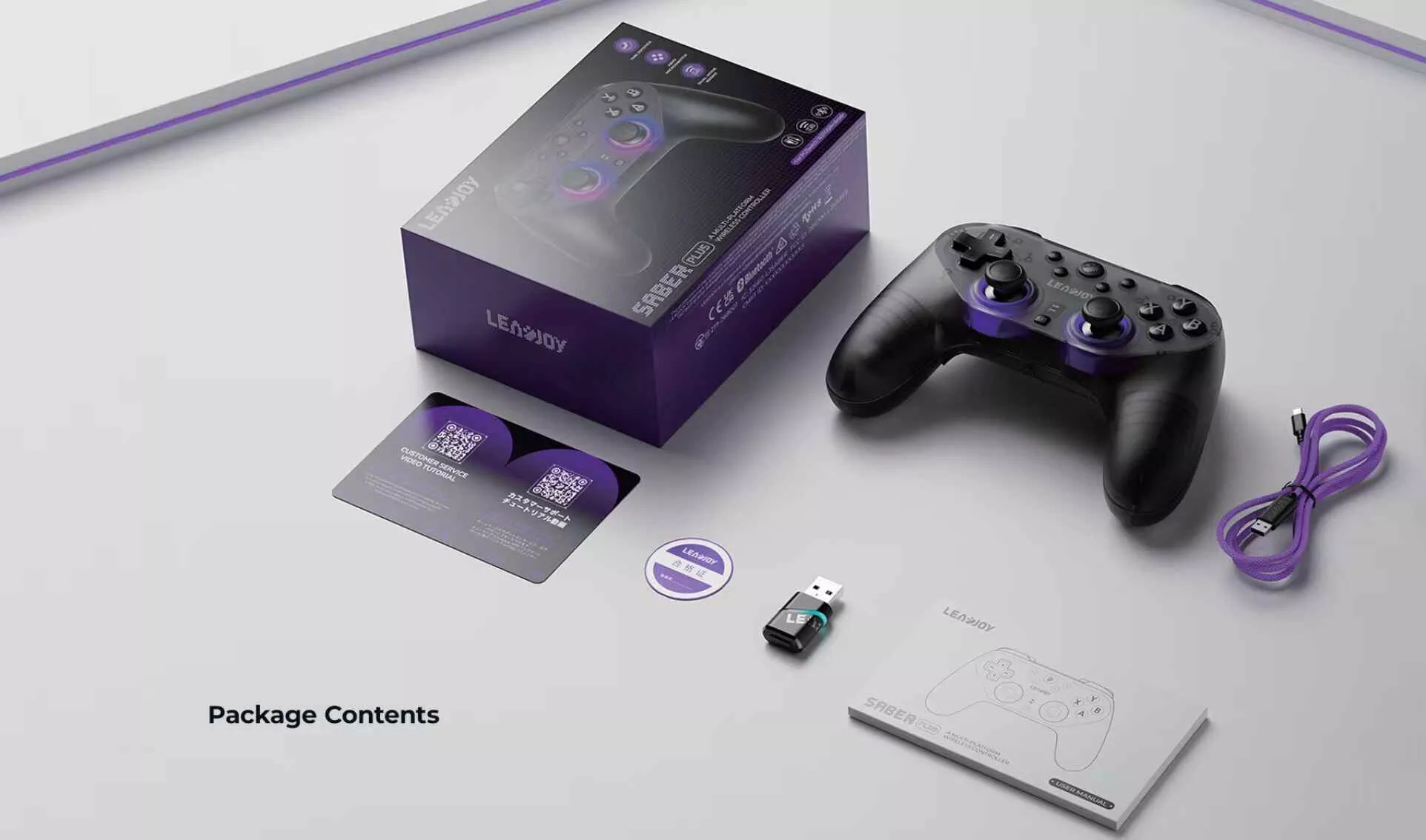 PC用ゲームコントローラー・コンバーター LEADJOY SABER PLUS BK