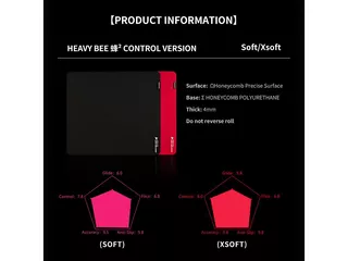 X-raypad Unique Heavy Bee eSports Mousepad Black (CONTROL VERSION)  SOFT/XLSサイズのサムネイル(5)
