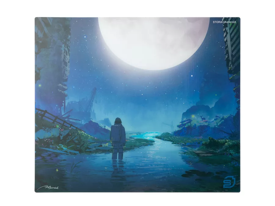 夜明け前より瑠璃色な　メタルマウスパッド STORIA Gaming Glass Mousepad Flux Asteroid Luna - 製品詳細