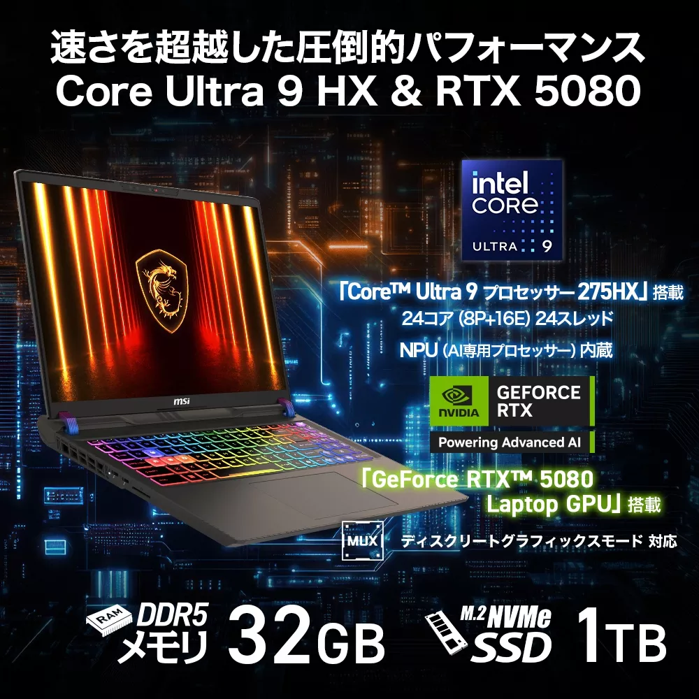 MSI MSI ゲーミングノート Vector 16 HX AI A2XW Vector-16-HX-AI
