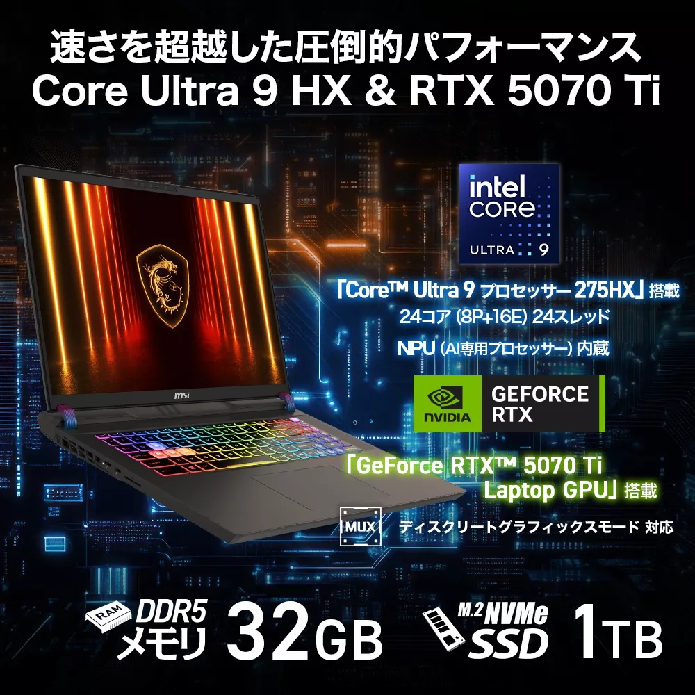 MSI MSI ゲーミングノート 【販売終了】Vector 17 HX AI A2XW 【販売