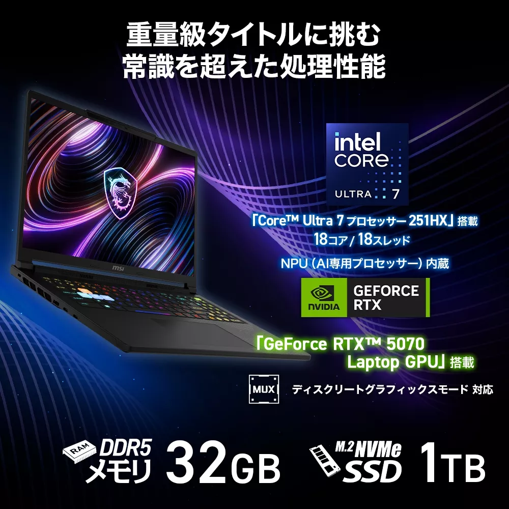 MSI MSI ゲーミングノート Raider 16 HX B2W Raider-16-HX-B2WGX